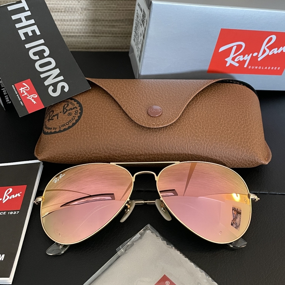 LIKE NEW RayBan Aviator RB3025 Copper Mirror Flash Lens Ray ban Sunglasses - Picture 2 of 16